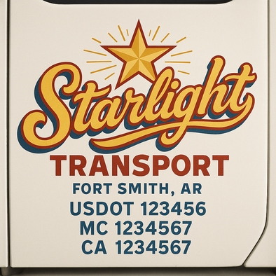 Custom Designed USDOT (DOT) Truck Door Lettering Decal Signs | Graphic Designed USDOT Lettering For Semi-Trucks, Work Trucks & Box Trucks | Add Your Trucking Name, USDOT, MC, CA, KYU, GVW & VIN (2-Pack)