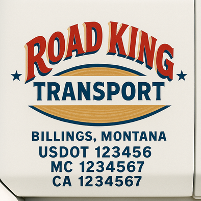 Custom Designed USDOT (DOT) Truck Door Lettering Decal Signs | Graphic Designed USDOT Lettering For Semi-Trucks, Work Trucks & Box Trucks | Add Your Trucking Name, USDOT, MC, CA, KYU, GVW & VIN (2-Pack)