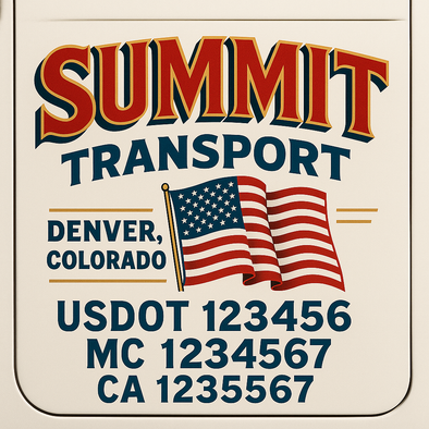 Custom Designed USDOT (DOT) Truck Door Lettering Decal Signs | Graphic Designed USDOT Lettering For Semi-Trucks, Work Trucks & Box Trucks | Add Your Trucking Name, USDOT, MC, CA, KYU, GVW & VIN (2-Pack)