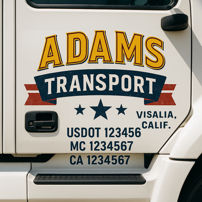 Custom Designed USDOT (DOT) Truck Door Lettering Decal Signs | Graphic Designed USDOT Lettering For Semi-Trucks, Work Trucks & Box Trucks | Add Your Trucking Name, USDOT, MC, CA, KYU, GVW & VIN (2-Pack)