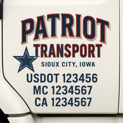 Custom Designed USDOT (DOT) Truck Door Lettering Decal Signs | Graphic Designed USDOT Lettering For Semi-Trucks, Work Trucks & Box Trucks | Add Your Trucking Name, USDOT, MC, CA, KYU, GVW & VIN (2-Pack)