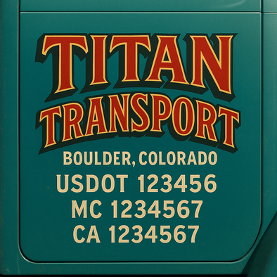 Custom Designed USDOT (DOT) Truck Door Lettering Decal Signs | Graphic Designed USDOT Lettering For Semi-Trucks, Work Trucks & Box Trucks | Add Your Trucking Name, USDOT, MC, CA, KYU, GVW & VIN (2-Pack)