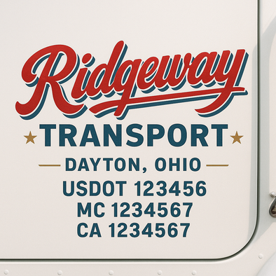 Custom Designed USDOT (DOT) Truck Door Lettering Decal Signs | Graphic Designed USDOT Lettering For Semi-Trucks, Work Trucks & Box Trucks | Add Your Trucking Name, USDOT, MC, CA, KYU, GVW & VIN (2-Pack)