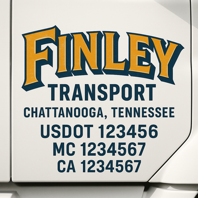 Custom Designed USDOT (DOT) Truck Door Lettering Decal Signs | Graphic Designed USDOT Lettering For Semi-Trucks, Work Trucks & Box Trucks | Add Your Trucking Name, USDOT, MC, CA, KYU, GVW & VIN (2-Pack)
