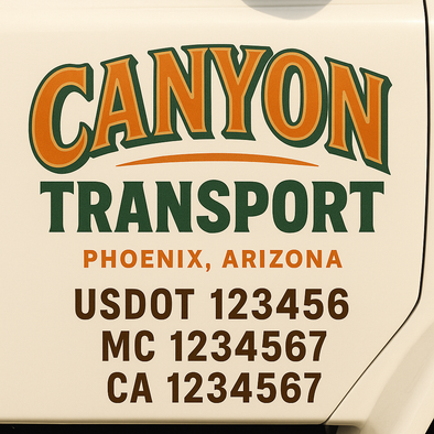 Custom Designed USDOT (DOT) Truck Door Lettering Decal Signs | Graphic Designed USDOT Lettering For Semi-Trucks, Work Trucks & Box Trucks | Add Your Trucking Name, USDOT, MC, CA, KYU, GVW & VIN (2-Pack)