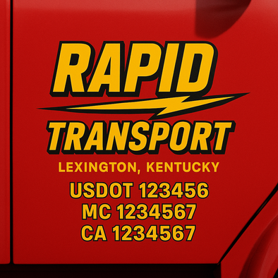 Custom Designed USDOT (DOT) Truck Door Lettering Decal Signs | Graphic Designed USDOT Lettering For Semi-Trucks, Work Trucks & Box Trucks | Add Your Trucking Name, USDOT, MC, CA, KYU, GVW & VIN (2-Pack)