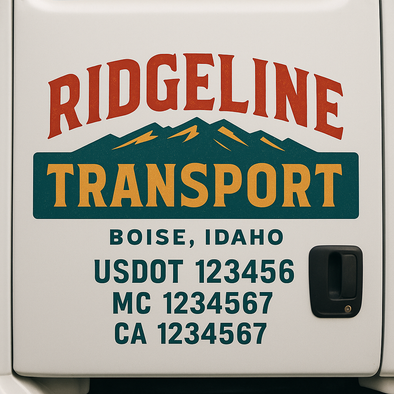 Custom Designed USDOT (DOT) Truck Door Lettering Decal Signs | Graphic Designed USDOT Lettering For Semi-Trucks, Work Trucks & Box Trucks | Add Your Trucking Name, USDOT, MC, CA, KYU, GVW & VIN (2-Pack)