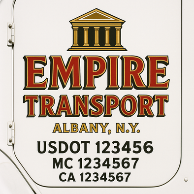 Custom Designed USDOT (DOT) Truck Door Lettering Decal Signs | Graphic Designed USDOT Lettering For Semi-Trucks, Work Trucks & Box Trucks | Add Your Trucking Name, USDOT, MC, CA, KYU, GVW & VIN (2-Pack)