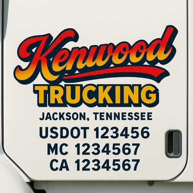 Custom Designed USDOT (DOT) Truck Door Lettering Decal Signs | Graphic Designed USDOT Lettering For Semi-Trucks, Work Trucks & Box Trucks | Add Your Trucking Name, USDOT, MC, CA, KYU, GVW & VIN (2-Pack)
