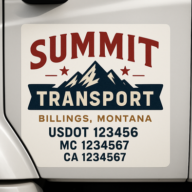 Custom Designed USDOT (DOT) Truck Door Lettering Decal Signs | Graphic Designed USDOT Lettering For Semi-Trucks, Work Trucks & Box Trucks | Add Your Trucking Name, USDOT, MC, CA, KYU, GVW & VIN (2-Pack)
