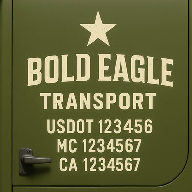 Custom Designed USDOT (DOT) Truck Door Lettering Decal Signs | Graphic Designed USDOT Lettering For Semi-Trucks, Work Trucks & Box Trucks | Add Your Trucking Name, USDOT, MC, CA, KYU, GVW & VIN (2-Pack)