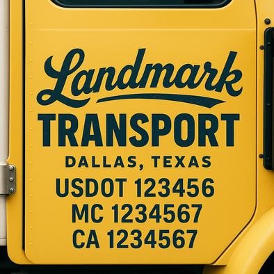Custom Designed USDOT (DOT) Truck Door Lettering Decal Signs | Graphic Designed USDOT Lettering For Semi-Trucks, Work Trucks & Box Trucks | Add Your Trucking Name, USDOT, MC, CA, KYU, GVW & VIN (2-Pack)