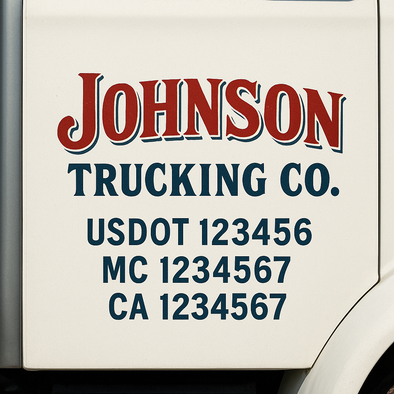 Custom Designed USDOT (DOT) Truck Door Lettering Decal Signs | Graphic Designed USDOT Lettering For Semi-Trucks, Work Trucks & Box Trucks | Add Your Trucking Name, USDOT, MC, CA, KYU, GVW & VIN (2-Pack)