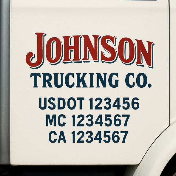 Custom Designed USDOT (DOT) Truck Door Lettering Decal Signs | Graphic Designed USDOT Lettering For Semi-Trucks, Work Trucks & Box Trucks | Add Your Trucking Name, USDOT, MC, CA, KYU, GVW & VIN (2-Pack)