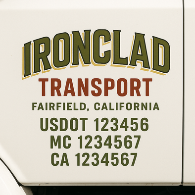 Custom Designed USDOT (DOT) Truck Door Lettering Decal Signs | Graphic Designed USDOT Lettering For Semi-Trucks, Work Trucks & Box Trucks | Add Your Trucking Name, USDOT, MC, CA, KYU, GVW & VIN (2-Pack)