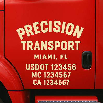 Custom Designed USDOT (DOT) Truck Door Lettering Decal Signs | Graphic Designed USDOT Lettering For Semi-Trucks, Work Trucks & Box Trucks | Add Your Trucking Name, USDOT, MC, CA, KYU, GVW & VIN (2-Pack)