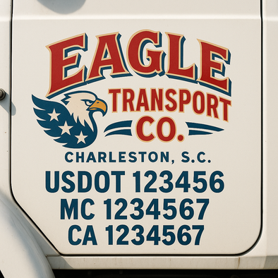 Custom Designed USDOT (DOT) Truck Door Lettering Decal Signs | Graphic Designed USDOT Lettering For Semi-Trucks, Work Trucks & Box Trucks | Add Your Trucking Name, USDOT, MC, CA, KYU, GVW & VIN (2-Pack)