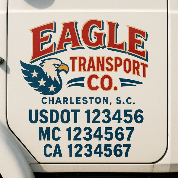 Custom Designed USDOT (DOT) Truck Door Lettering Decal Signs | Graphic Designed USDOT Lettering For Semi-Trucks, Work Trucks & Box Trucks | Add Your Trucking Name, USDOT, MC, CA, KYU, GVW & VIN (2-Pack)