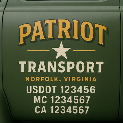Custom Designed USDOT (DOT) Truck Door Lettering Decal Signs | Graphic Designed USDOT Lettering For Semi-Trucks, Work Trucks & Box Trucks | Add Your Trucking Name, USDOT, MC, CA, KYU, GVW & VIN (2-Pack)