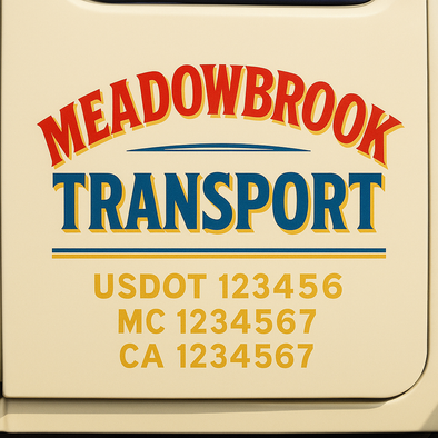 Custom Designed USDOT (DOT) Truck Door Lettering Decal Signs | Graphic Designed USDOT Lettering For Semi-Trucks, Work Trucks & Box Trucks | Add Your Trucking Name, USDOT, MC, CA, KYU, GVW & VIN (2-Pack)