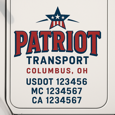 Custom Designed USDOT (DOT) Truck Door Lettering Decal Signs | Graphic Designed USDOT Lettering For Semi-Trucks, Work Trucks & Box Trucks | Add Your Trucking Name, USDOT, MC, CA, KYU, GVW & VIN (2-Pack)