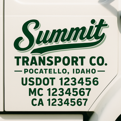 Custom Designed USDOT (DOT) Truck Door Lettering Decal Signs | Graphic Designed USDOT Lettering For Semi-Trucks, Work Trucks & Box Trucks | Add Your Trucking Name, USDOT, MC, CA, KYU, GVW & VIN (2-Pack)