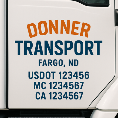Custom Designed USDOT (DOT) Truck Door Lettering Decal Signs | Graphic Designed USDOT Lettering For Semi-Trucks, Work Trucks & Box Trucks | Add Your Trucking Name, USDOT, MC, CA, KYU, GVW & VIN (2-Pack)