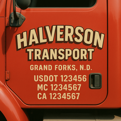 Custom Designed USDOT (DOT) Truck Door Lettering Decal Signs | Graphic Designed USDOT Lettering For Semi-Trucks, Work Trucks & Box Trucks | Add Your Trucking Name, USDOT, MC, CA, KYU, GVW & VIN (2-Pack)