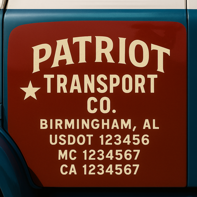 Custom Designed USDOT (DOT) Truck Door Lettering Decal Signs | Graphic Designed USDOT Lettering For Semi-Trucks, Work Trucks & Box Trucks | Add Your Trucking Name, USDOT, MC, CA, KYU, GVW & VIN (2-Pack)