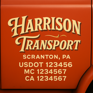 Custom Designed USDOT (DOT) Truck Door Lettering Decal Signs | Graphic Designed USDOT Lettering For Semi-Trucks, Work Trucks & Box Trucks | Add Your Trucking Name, USDOT, MC, CA, KYU, GVW & VIN (2-Pack)