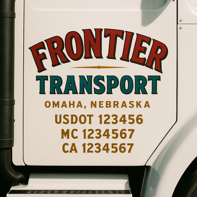 Custom Designed USDOT (DOT) Truck Door Lettering Decal Signs | Graphic Designed USDOT Lettering For Semi-Trucks, Work Trucks & Box Trucks | Add Your Trucking Name, USDOT, MC, CA, KYU, GVW & VIN (2-Pack)