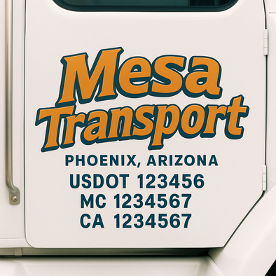 Custom Designed USDOT (DOT) Truck Door Lettering Decal Signs | Graphic Designed USDOT Lettering For Semi-Trucks, Work Trucks & Box Trucks | Add Your Trucking Name, USDOT, MC, CA, KYU, GVW & VIN (2-Pack)