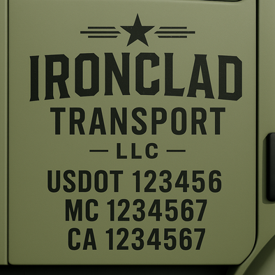 Custom Designed USDOT (DOT) Truck Door Lettering Decal Signs | Graphic Designed USDOT Lettering For Semi-Trucks, Work Trucks & Box Trucks | Add Your Trucking Name, USDOT, MC, CA, KYU, GVW & VIN (2-Pack)
