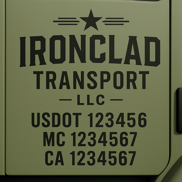 Custom Designed USDOT (DOT) Truck Door Lettering Decal Signs | Graphic Designed USDOT Lettering For Semi-Trucks, Work Trucks & Box Trucks | Add Your Trucking Name, USDOT, MC, CA, KYU, GVW & VIN (2-Pack)