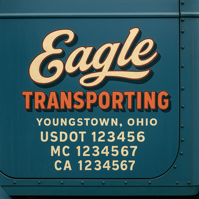 Custom Designed USDOT (DOT) Truck Door Lettering Decal Signs | Graphic Designed USDOT Lettering For Semi-Trucks, Work Trucks & Box Trucks | Add Your Trucking Name, USDOT, MC, CA, KYU, GVW & VIN (2-Pack)