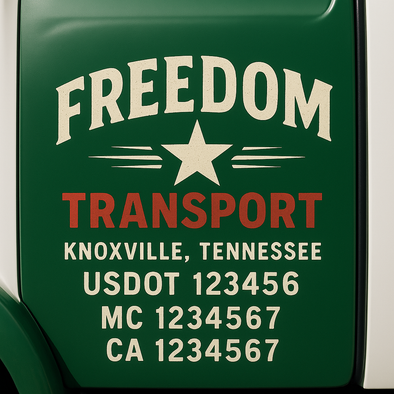 Custom Designed USDOT (DOT) Truck Door Lettering Decal Signs | Graphic Designed USDOT Lettering For Semi-Trucks, Work Trucks & Box Trucks | Add Your Trucking Name, USDOT, MC, CA, KYU, GVW & VIN (2-Pack)