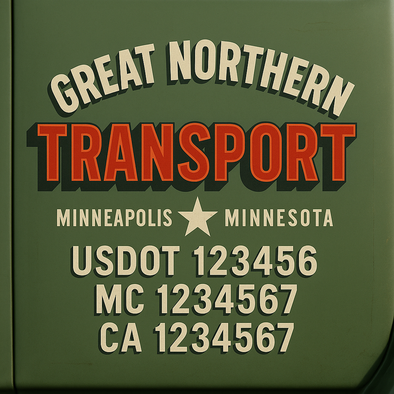 Custom Designed USDOT (DOT) Truck Door Lettering Decal Signs | Graphic Designed USDOT Lettering For Semi-Trucks, Work Trucks & Box Trucks | Add Your Trucking Name, USDOT, MC, CA, KYU, GVW & VIN (2-Pack)
