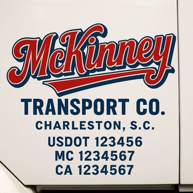 Custom Designed USDOT (DOT) Truck Door Lettering Decal Signs | Graphic Designed USDOT Lettering For Semi-Trucks, Work Trucks & Box Trucks | Add Your Trucking Name, USDOT, MC, CA, KYU, GVW & VIN (2-Pack)