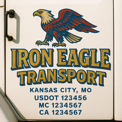 Custom Designed USDOT (DOT) Truck Door Lettering Decal Signs | Graphic Designed USDOT Lettering For Semi-Trucks, Work Trucks & Box Trucks | Add Your Trucking Name, USDOT, MC, CA, KYU, GVW & VIN (2-Pack)