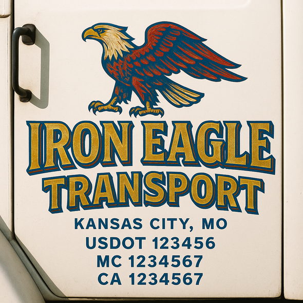 Custom Designed USDOT (DOT) Truck Door Lettering Decal Signs | Graphic Designed USDOT Lettering For Semi-Trucks, Work Trucks & Box Trucks | Add Your Trucking Name, USDOT, MC, CA, KYU, GVW & VIN (2-Pack)