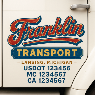 Custom Designed USDOT (DOT) Truck Door Lettering Decal Signs | Graphic Designed USDOT Lettering For Semi-Trucks, Work Trucks & Box Trucks | Add Your Trucking Name, USDOT, MC, CA, KYU, GVW & VIN (2-Pack)