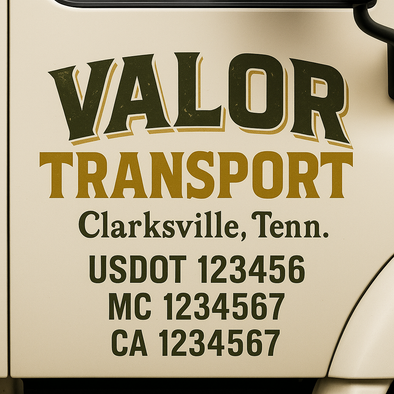 Custom Designed USDOT (DOT) Truck Door Lettering Decal Signs | Graphic Designed USDOT Lettering For Semi-Trucks, Work Trucks & Box Trucks | Add Your Trucking Name, USDOT, MC, CA, KYU, GVW & VIN (2-Pack)