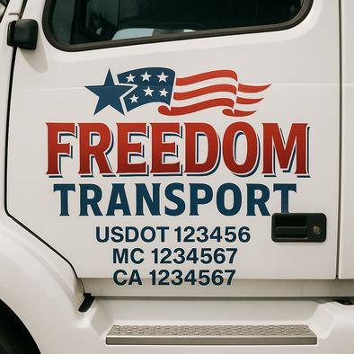 Custom Designed USDOT (DOT) Truck Door Lettering Decal Signs | Graphic Designed USDOT Lettering For Semi-Trucks, Work Trucks & Box Trucks | Add Your Trucking Name, USDOT, MC, CA, KYU, GVW & VIN (2-Pack)