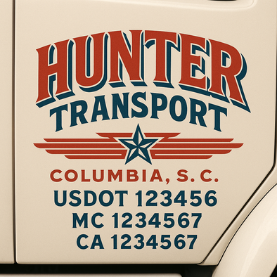 Custom Designed USDOT (DOT) Truck Door Lettering Decal Signs | Graphic Designed USDOT Lettering For Semi-Trucks, Work Trucks & Box Trucks | Add Your Trucking Name, USDOT, MC, CA, KYU, GVW & VIN (2-Pack)