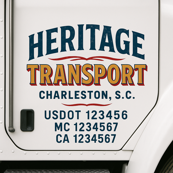 Custom Designed USDOT (DOT) Truck Door Lettering Decal Signs | Graphic Designed USDOT Lettering For Semi-Trucks, Work Trucks & Box Trucks | Add Your Trucking Name, USDOT, MC, CA, KYU, GVW & VIN (2-Pack)