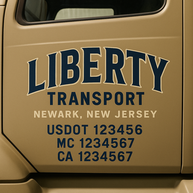 Custom Designed USDOT (DOT) Truck Door Lettering Decal Signs | Graphic Designed USDOT Lettering For Semi-Trucks, Work Trucks & Box Trucks | Add Your Trucking Name, USDOT, MC, CA, KYU, GVW & VIN (2-Pack)