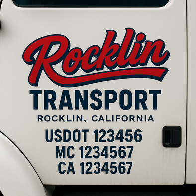 Custom Designed USDOT (DOT) Truck Door Lettering Decal Signs | Graphic Designed USDOT Lettering For Semi-Trucks, Work Trucks & Box Trucks | Add Your Trucking Name, USDOT, MC, CA, KYU, GVW & VIN (2-Pack)
