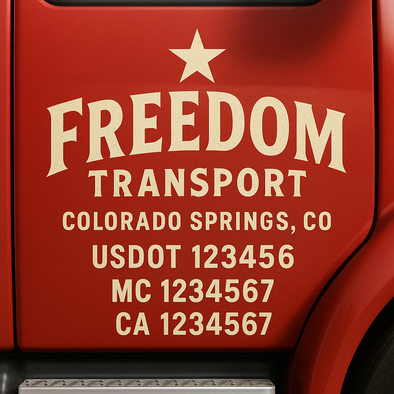 Custom Designed USDOT (DOT) Truck Door Lettering Decal Signs | Graphic Designed USDOT Lettering For Semi-Trucks, Work Trucks & Box Trucks | Add Your Trucking Name, USDOT, MC, CA, KYU, GVW & VIN (2-Pack)