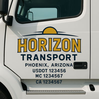 Custom Designed USDOT (DOT) Truck Door Lettering Decal Signs | Graphic Designed USDOT Lettering For Semi-Trucks, Work Trucks & Box Trucks | Add Your Trucking Name, USDOT, MC, CA, KYU, GVW & VIN (2-Pack)