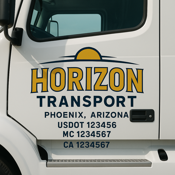 Custom Designed USDOT (DOT) Truck Door Lettering Decal Signs | Graphic Designed USDOT Lettering For Semi-Trucks, Work Trucks & Box Trucks | Add Your Trucking Name, USDOT, MC, CA, KYU, GVW & VIN (2-Pack)